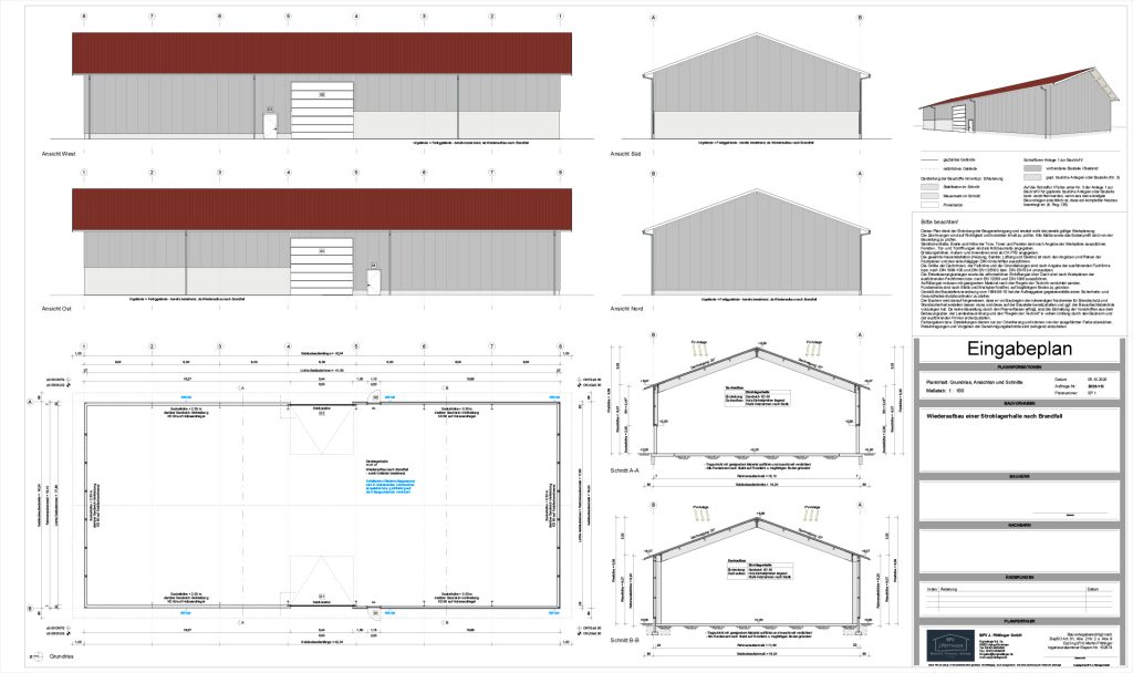 Wiederaufbau einer Strohlagerhalle